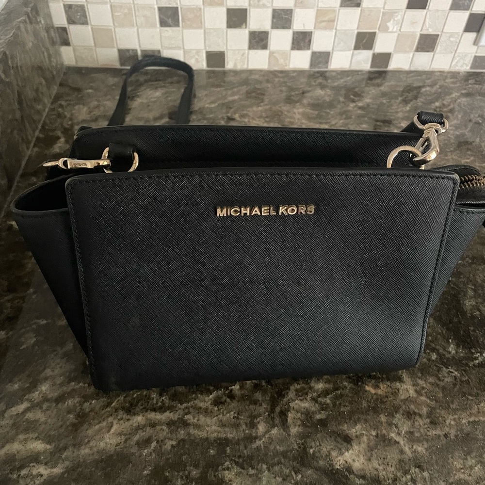 Michael Kors Black Crossbody Bag with Gold Hardware